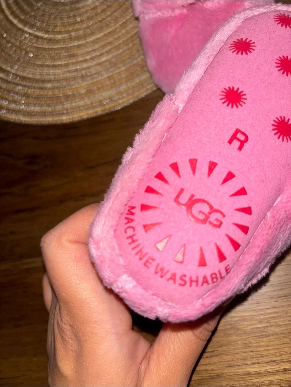 UGG Kids Plush Pink Slip-On Slippers